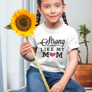 Stark wie meine Mama Pink Heart Mädchen Zitat T-Shirt