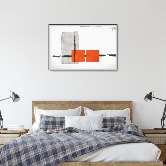Stark Windows Minimalistisch Modern Orange und Gra Leinwanddruck (Insitu (Schlafzimmer))