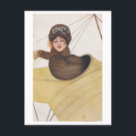 Stark Women Series #2: Pilotprogramm Vintag Postkarte<br><div class="desc">Diese Postkarte ist eine Reproduktion einer von Vintagen Künstlern signierten Postkarte,  die eine Frau zeigt,  die ein früheres Flugzeug pilotiert. Sie ist stark,  unabhängig und glücklich. Dies ist die Karte Nr. 2 in der Strong Women Series.</div>