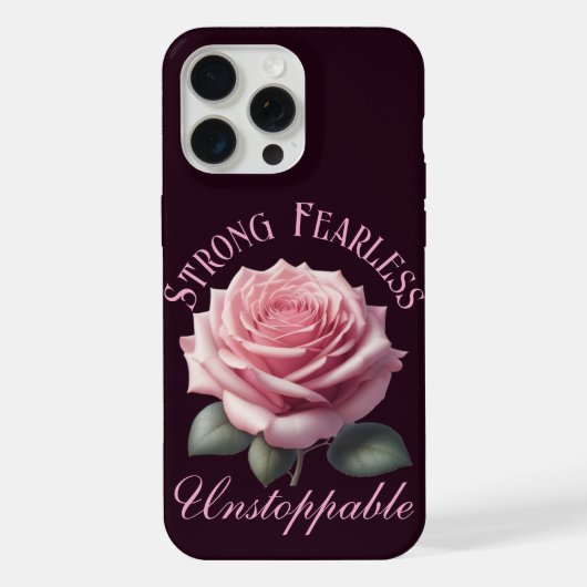 Starke Angst unaufhaltsam & rosa Rose T - Shirt iPhone Hülle (Rückseite)