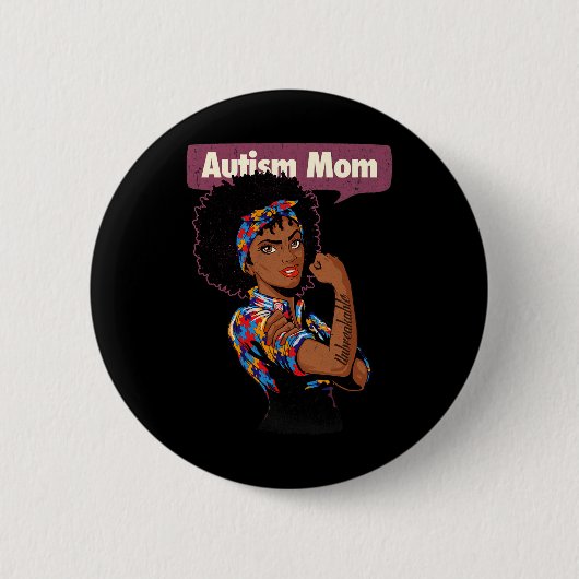 Starke Autismus-Mama Bewusstsein für Mutter Black Button (Vorderseite)