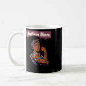 Starke Autismus-Mama Bewusstsein für Mutter Black Kaffeetasse (Links)