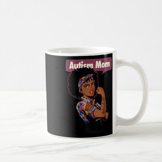 Starke Autismus-Mama Bewusstsein für Mutter Black Kaffeetasse (Rechts)