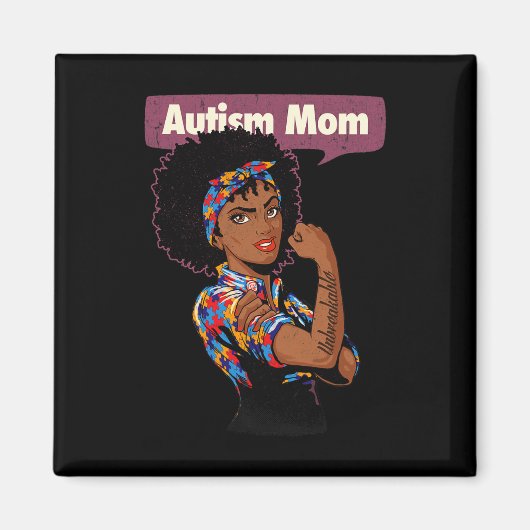 Starke Autismus-Mama Bewusstsein für Mutter Black Magnet (Vorne)