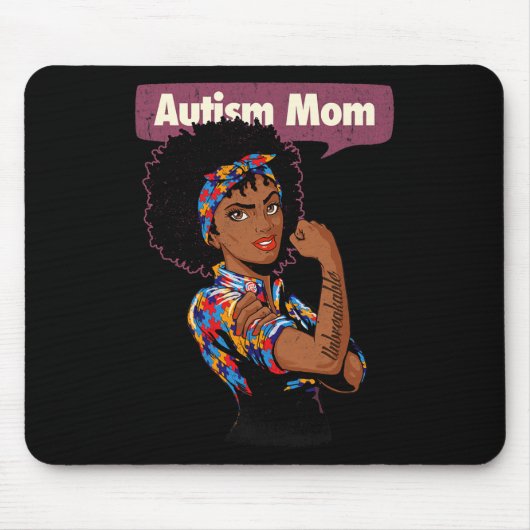 Starke Autismus-Mama Bewusstsein für Mutter Black Mousepad (Vorne)