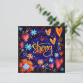 Starke Blumenhörer farbenfroh inspirierend Dankeskarte (Stehend Vorderseite)