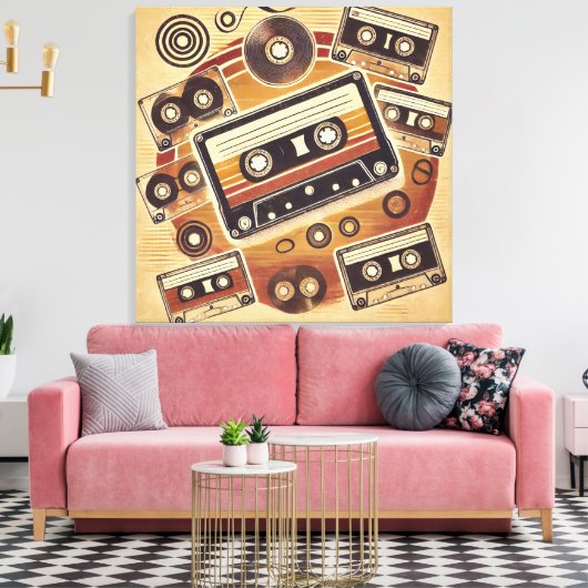 Starke Canvas Print - Retro Cassette Design mit Leinwanddruck (Insitu (Wohnzimmer))