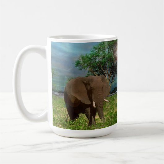 "Stärke: Die Weide des Bull Elephant" Kaffeetasse (Links)