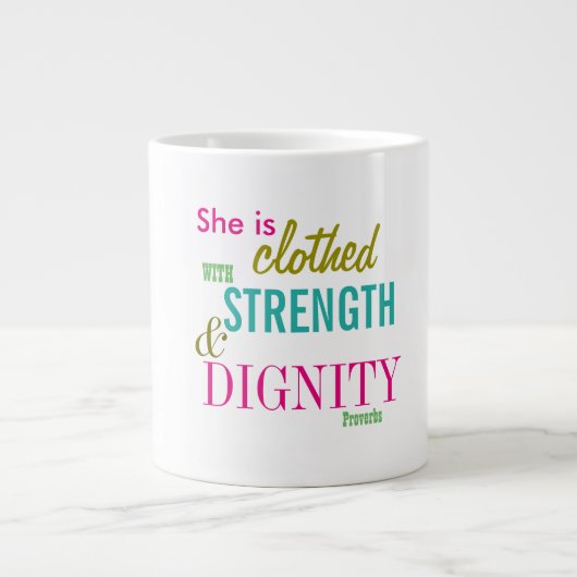 Stärke Dignity Bible Verse Girls Inspiration Jumbo-Tasse (Vorderseite)