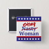 Starke Eklige weibliche US Flagge Button (Vorne & Hinten)