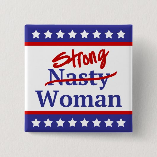 Starke Eklige weibliche US Flagge Button (Vorderseite)