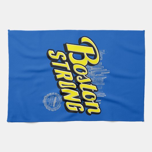 Starke Erinnerungen an die Stadt Boston an Blue Geschirrtuch (Horizontal)