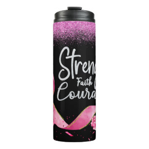 Stärke Faith Courage Pink Ribbon Thermosbecher