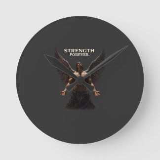 Stärke Forever Dark Angel Design – Motivierend Runde Wanduhr