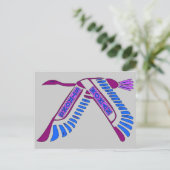 Starke Frau fliegt Postkarte (Stehend Vorderseite)