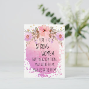 Starke Frau Rosa Flieder Blumen Glitter Motivation Postkarte