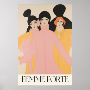 Starke Frauen Art Deco Druck Modeillustration Poster