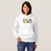 Starke Frauen Grafik farbiger Text Weißkopf Hoodie (Vorne ganz)