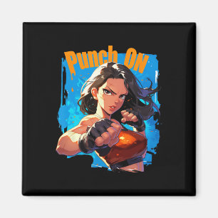 Starke Frauen Kickbox-Kämpferin Punch On  Magnet