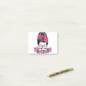 Starke Frauen Messy Bun Breast Cancour Survivor Pi Post-it Klebezettel (Auf Schreibtisch)