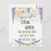 Starke Frauen Rosa Blüten Blauer Blauer Delphinium Postkarte (Vorne/Hinten)