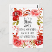 Starke Frauen rosa Rose Postkarte (Vorne/Hinten)