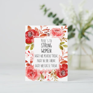 Starke Frauen Rosa Rote Florale Rose Rahmen Postkarte