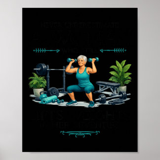 Starke Frauen über 70 Gewichtheben Fitnessstudio Poster