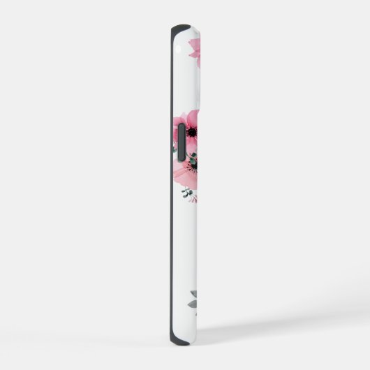 Starke Frauen zitieren Aquarellfarbe Rosa Blüte iPhone 15 Hülle (Rechte Seite)