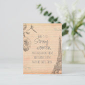 Starke Frauen zitieren Paris Paper Eiffel Tower Postkarte (Stehend Vorderseite)