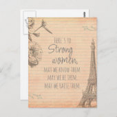 Starke Frauen zitieren Paris Paper Eiffel Tower Postkarte (Vorne/Hinten)