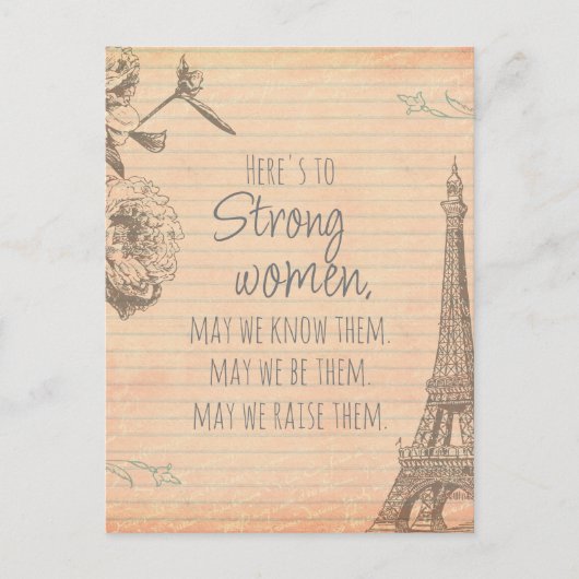 Starke Frauen zitieren Paris Paper Eiffel Tower Postkarte (Vorderseite)
