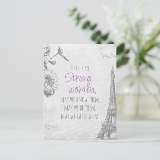 Starke Frauen zitieren Paris Papier Eiffelturm Pos Postkarte (Stehend Vorderseite)