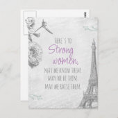 Starke Frauen zitieren Paris Papier Eiffelturm Pos Postkarte (Vorne/Hinten)