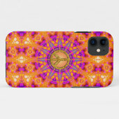 Starke Friedensenergie-Mandala-Orange + Rosa Case-Mate iPhone Hülle (Rückseite (Horizontal))