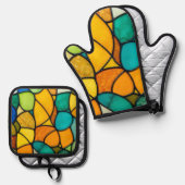 Starke Glaskunst Ofenhandschuh & Topflappen-Set (Vorderseite/Rückseite)