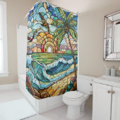 Starke Glaswellen am Strand Duschvorhang (Beispiel)