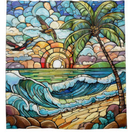 Starke Glaswellen am Strand Duschvorhang