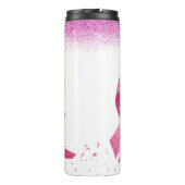 Stärke Glaube Courage rosa Band Thermal Tumbler Thermosbecher (Rückseite)