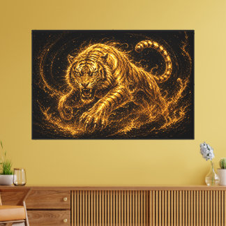 Starke Goldene Tiger Stärke und Schutz Dekoration Leinwanddruck