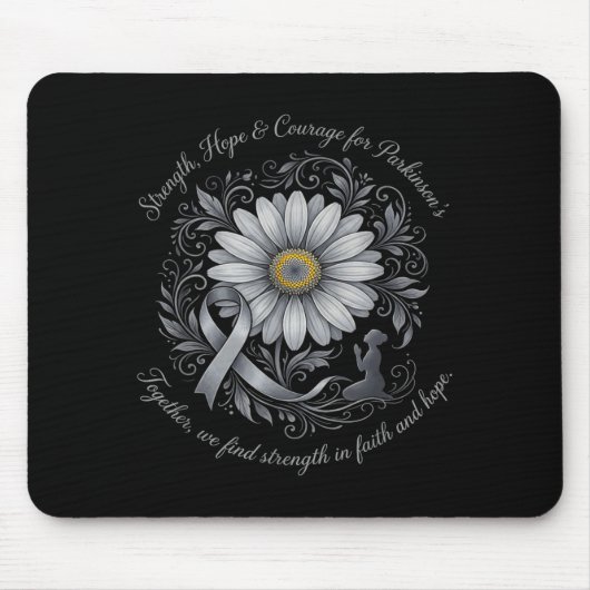 Stärke Hoffnung Mut Parkinson-Bewusstsein Gänseblü Mousepad (Vorne)