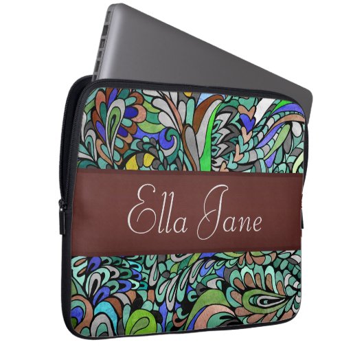 Starke Hülse Laptop-Computer des blaues Grün-Pfaus Laptopschutzhülle (Vorne Rechts)