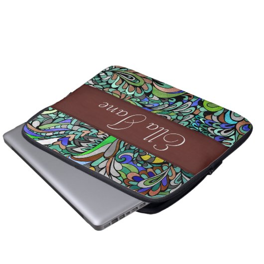 Starke Hülse Laptop-Computer des blaues Grün-Pfaus Laptopschutzhülle (Vorne Knopf)