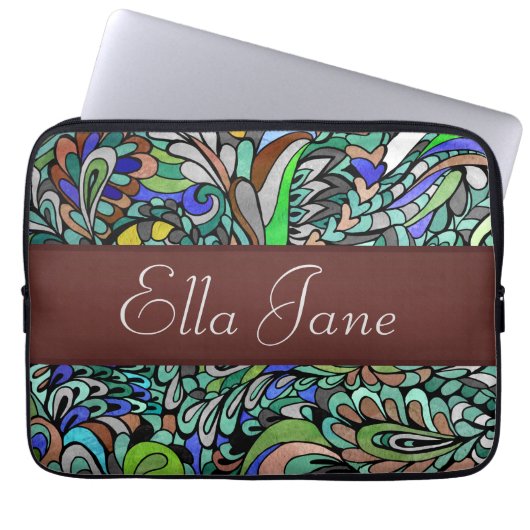 Starke Hülse Laptop-Computer des blaues Grün-Pfaus Laptopschutzhülle (Vorderseite)