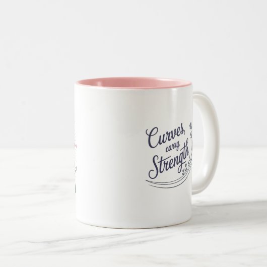 Stärke in jeder Kurve.Scoliose Bewusstsein Zweifarbige Tasse (VorderseiteRechts)