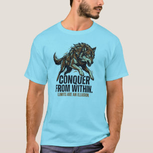 Stärke Ist Ausdauer Wolf T-Shirt – Erobern Von