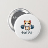 Starke Katze hebt Gewichte, süße Gym-Kitty-Kunst Button (Vorne & Hinten)