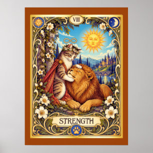 Stärke Katzen Tarot - Mut und Mitgefühl Poster