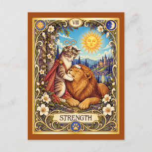 Stärke Katzen Tarot - Mut und Mitgefühl Postkarte