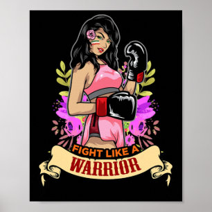 Starke lateinamerikanische Frau Boxen Kickboxen Mä Poster
